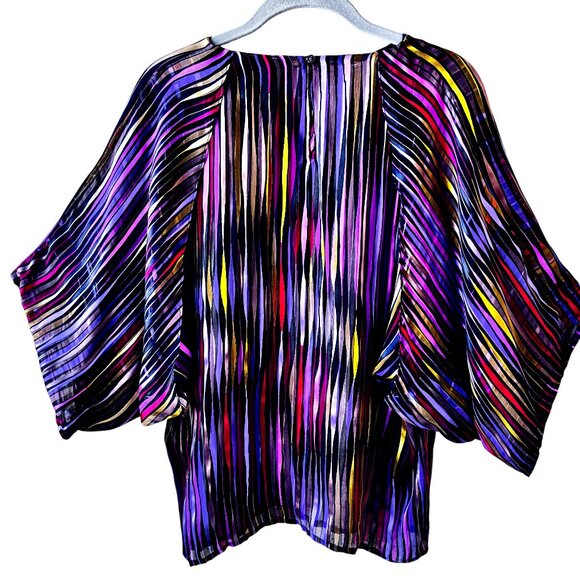 The Silk Farm Vintage 80's Blouse Top Pullover SHEER Striped size 8 - Picture 9 of 13